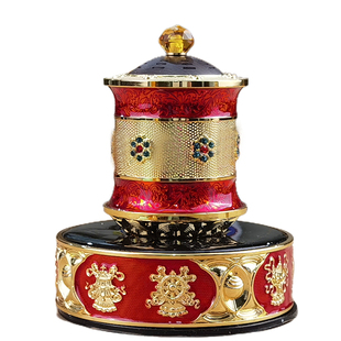 车载摆件太阳能蓄电无需电池USB充电藏族转经简语狮子缩微胶片