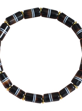 天然缠丝玛瑙桶珠手链一线药师男女通用红黑直切手串多宝佛珠转运