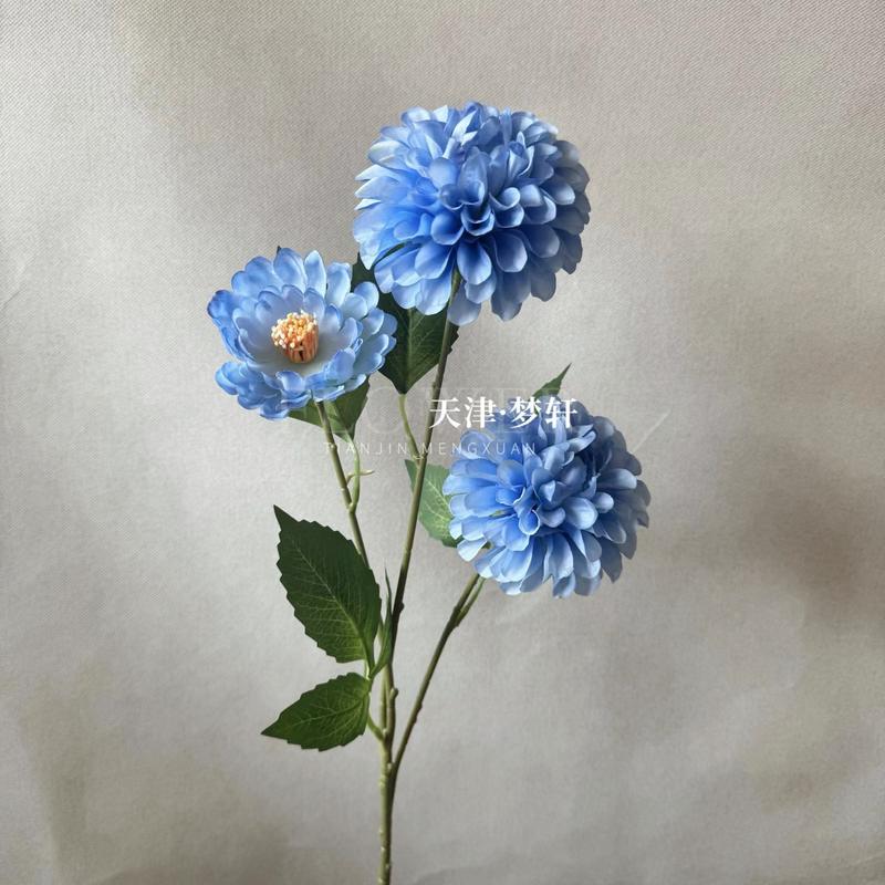 婚庆3头蜂巢果暗香花 仿真大丽花家居软装摆件道具粉色系花材