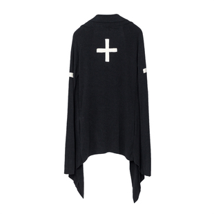亚文化黑色针织开衫女早春十字架哥特巫师长袍披风视觉系上衣y2k