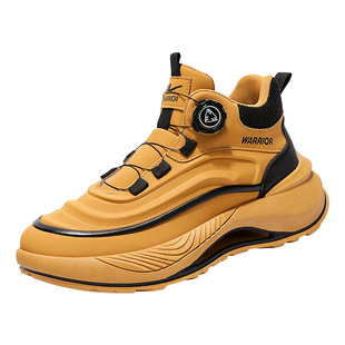 回力旋钮扣男鞋冬季学生跑步运动厚底皮面防水潮牌休闲高帮老爹鞋