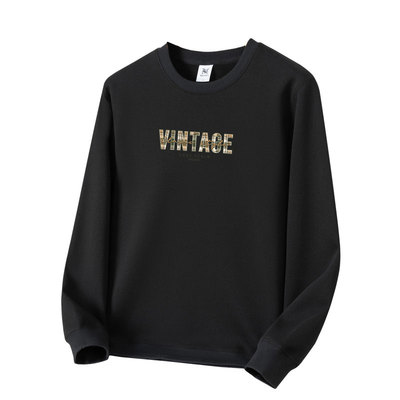 男士圆领加绒卫衣秋冬季新款