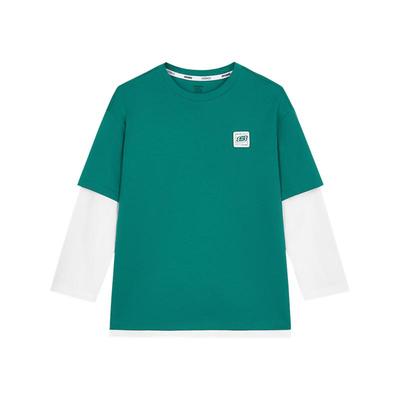 斯凯奇撞色休闲舒适假两件长袖衫