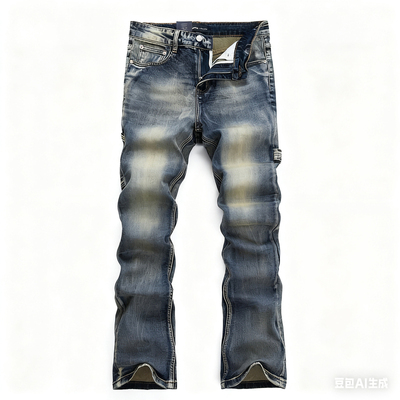 潮牌轻奢街头复古工装牛仔裤微喇