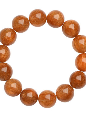 盖亚回声 天然7A级铜发晶圆珠手链 红铜发晶钛晶顺发猫眼发晶手串