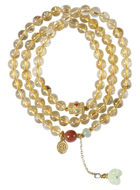 怦然心动财富黄水晶珠多圈手链鸿运南红玛瑙转运仙气轻奢女手腕链