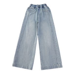 女童直筒牛仔裤春夏2026新款潮女孩超好看韩版窄版阔腿裤儿童裤子