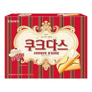 韩国进口CROWN克丽安夹心饼干巧克力榛子威化办公室分享休闲零食