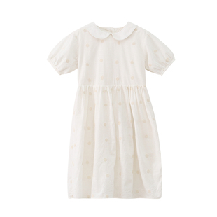 女大童连衣裙2025夏装新款初中生娃娃领公主裙青少年韩系波点长裙