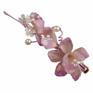 古风儿童发夹新中式流苏步摇仙气对夹女童汉服配饰琉璃新年发饰