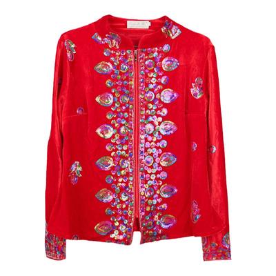 新疆舞演出服秋冬季广场舞外套维吾尔族女士舞台舞蹈长袖保暖衣服