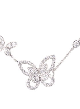 中古95新GRAFF格拉夫蝴蝶幻影双重奏钻石项链750白金46cm