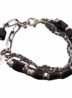 情侣925纯银天然黑色碧玺手链