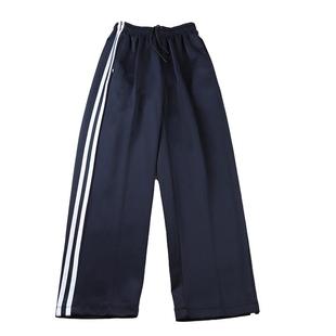 校服裤子二条杠两道白条藏青男女直筒小学生校裤初高中宽松运动裤