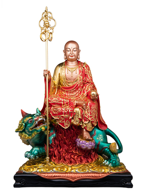 地藏王佛像树脂金缕彩带骑