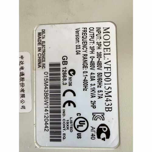 议价台达变频器VFD015M43B1.5KW380V三相维修