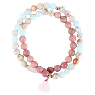 敦煌文化研究院寿山石双圈手串手链女款文创串珠中国风招桃花手链