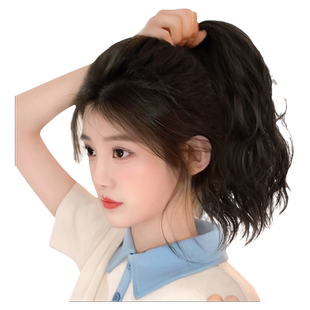 马尾假发女片可扎仿全真发短发卷发长发麻花辫子抓夹自然假高马尾
