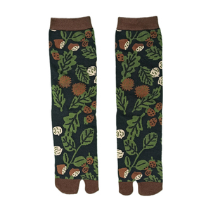 袜子铺子日本SOUSOU款松果高筒潮流分趾袜二指袜纯棉女式提花秋冬