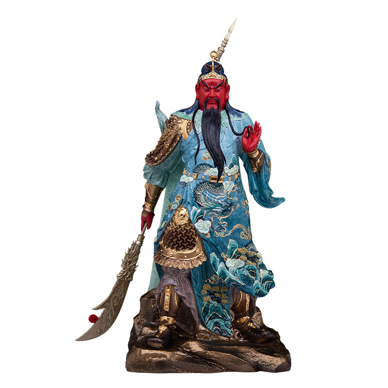 圣丰黄铜彩绘关公武财神供奉像