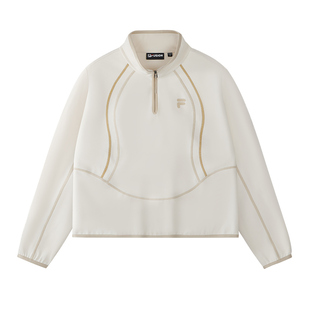 FILA FUSION斐乐潮牌女子套头卫衣2026春季新款休闲绒面针织上衣