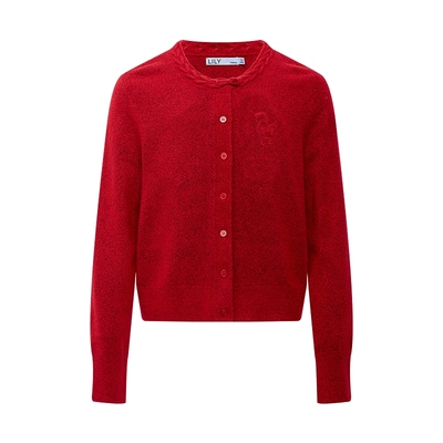 LILY混纺通勤圆领麻花针织开衫