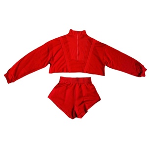辣妹穿搭洋气运动服女团舞蹈红色年会演出服装爵士跳舞套装秋冬款