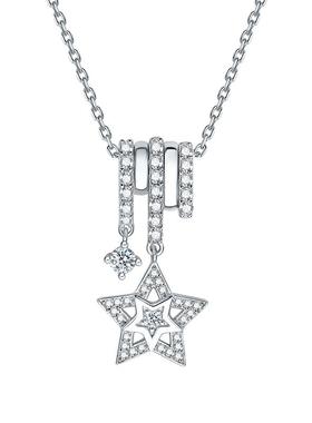 周六福星月项链女S925银链坠轻奢小众送女友圣诞礼物