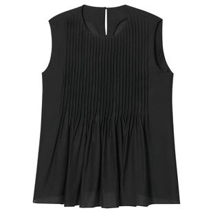 诗篇专选手风琴百褶亚麻醋酸天丝宽松无袖背心女2025夏季新款