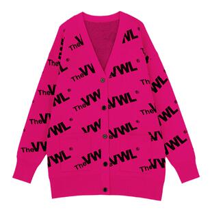 【田嘉瑞同款】VWL印花字母logo针织衫春秋男女同款开衫毛衣上衣