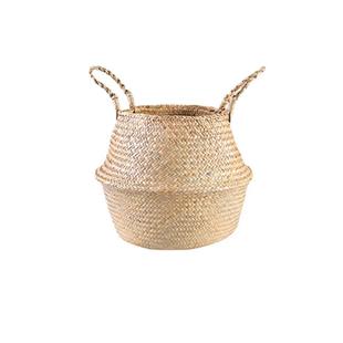 北欧网红草编花盆海草编织龟背竹花盆藤编花篮落地大花盆家居装饰