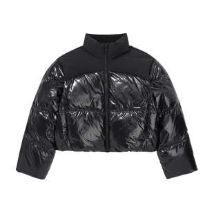 COVERNAT韩国羽绒服女款黑色立领面包服冬季保暖短款羽绒服外套