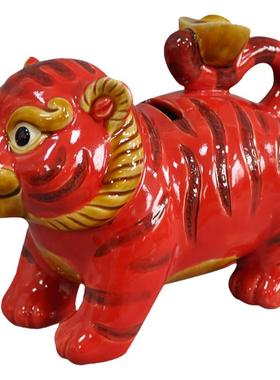 美陶十二生肖老虎创意动物储钱罐