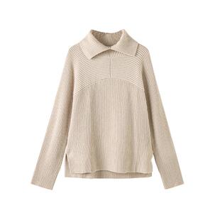 芝禾/CHESONSE【余熹】达家 秋冬休闲减龄加厚翻领羊毛针织衫1288