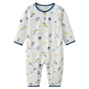 男童连体睡衣春秋薄款宝宝连体衣纯棉a类小童长袖儿童家居服夏季