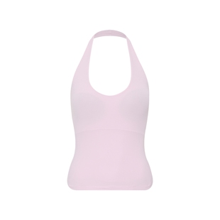 oneup可拆卸胸垫裸感U领挂脖背心女夏季外穿简约健身瑜伽运动上衣