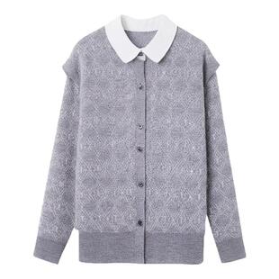 Mitti【商场同款】秋冬女童外套羊毛混纺针织圆领儿童开衫毛衣