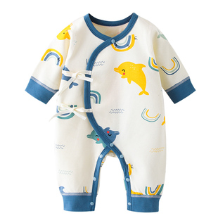 【清仓】新生儿连体衣秋冬季a类纯棉半背衣宝宝内衣套装小码秋装