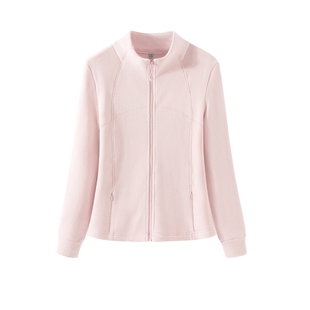 KYV真维斯摇粒绒外套女粉色冲锋衣内胆秋冬加绒抓绒卫衣立领上衣