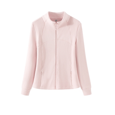 KYV真维斯摇粒绒外套女粉色冲锋衣内胆秋冬加绒抓绒卫衣立领上衣