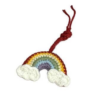成品 夏季甜美彩虹编织挂件四股棉线钩织毛线钩针织钥匙链包挂