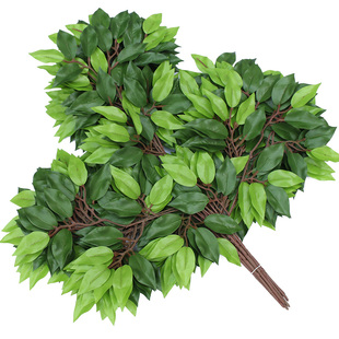 仿真榕树叶塑料树枝户外手感过胶绿植装饰造型植物叶子假树枝工程