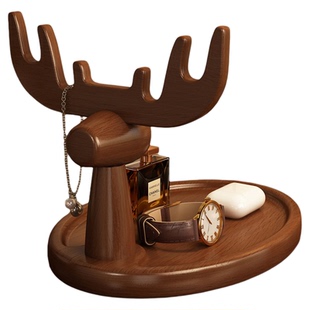 桌面钥匙玄关摆件收纳盒香水置物架入户门口鞋柜上实木首饰摆放架