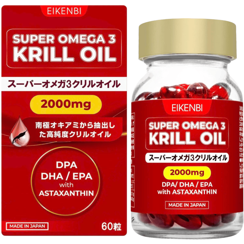 日本代购EIKENBI高纯含量南极磷虾油胶囊60粒DHA EPA虾青素Omega3
