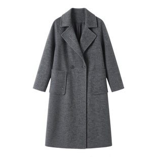 新款年轻妈妈女装中长款毛呢外套2026年春季时尚西装领双面呢大衣