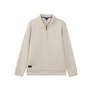 NAUTICA/诺帝卡男装春秋款透气亲肤半开襟长袖polo翻领T恤KO4306