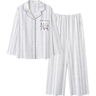 思莉太太纯棉睡衣女款长袖薄款2026正流行巨好看碎花春秋款家居服