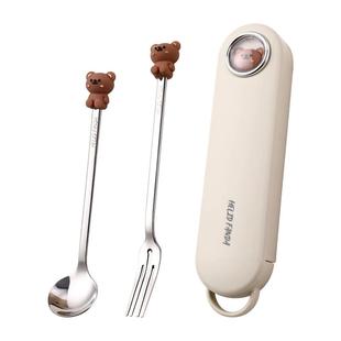 316不锈钢可爱小勺子叉子高颜值精致甜品勺家用儿童女生西瓜勺子