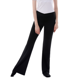 红雨舞蹈裤长裤女健美操瑜伽裤低腰喇叭裤修身形体裤练功裤黑色薄