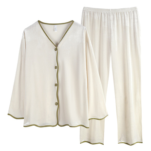 睡衣女士春秋季加绒长袖2026新款金丝绒家居服珊瑚绒秋冬薄款套装